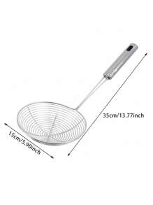 1pc Stainless Steel Strainer Oil Pot,Food Filter,Cookware Colander Fried Filter Kitchen Strainer,Mesh Strainer Ladle Skimmer Fry Spoon - Silver - View 2