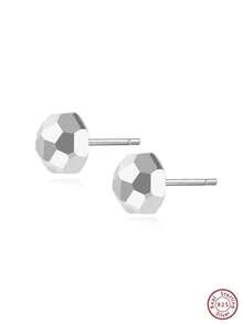 1對母親節/音樂節閃亮半圓形銀色耳針,多用途時尚女士飾品,節日禮物