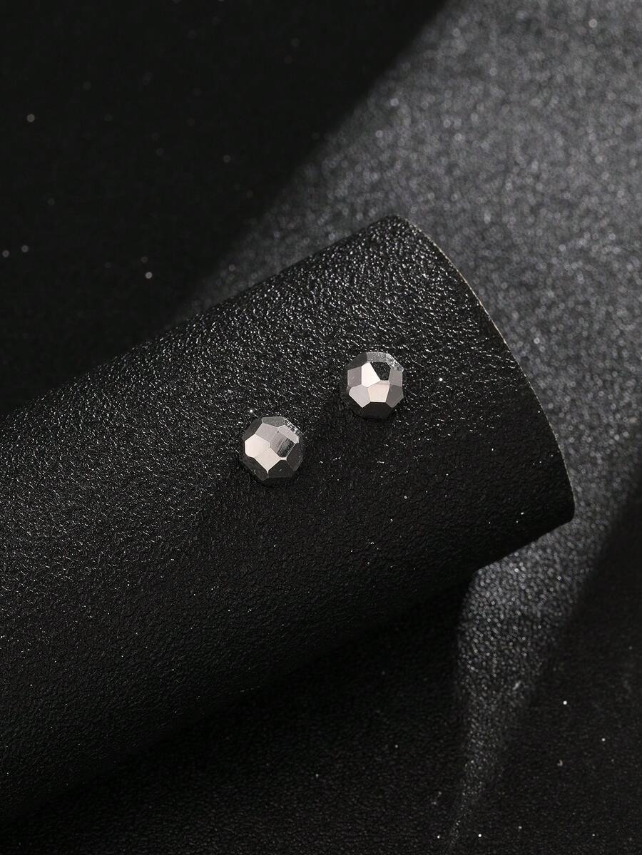 1對母親節/音樂節閃亮半圓形銀色耳針,多用途時尚女士飾品,節日禮物