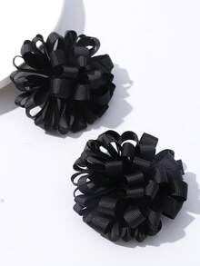 2入組女孩花朵裝飾鴨嘴夾適用於頭髮裝飾用品 - 黑色 - 查看 4