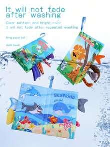 嬰兒柔軟布書早期教育玩具,用於認知閱讀和假裝遊戲（部分配件可能隨機） - 彩色 - 查看 5