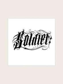 1sheet Letter Graphic Tattoo Sticker - Black - View 3