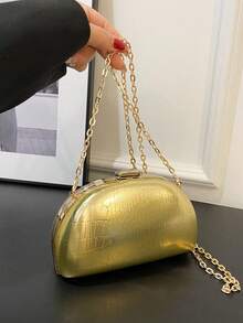 New Arrival Silver Pu Stone Pattern Decor Crossbody Bag With Buckle & Chain Strap For Women - Gold - View 17