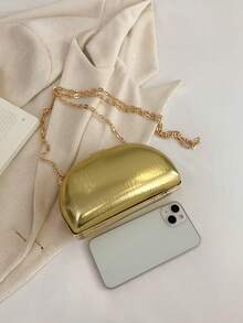 New Arrival Silver Pu Stone Pattern Decor Crossbody Bag With Buckle & Chain Strap For Women - Gold - View 19