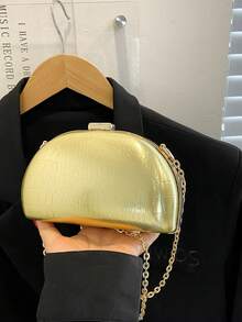 New Arrival Silver Pu Stone Pattern Decor Crossbody Bag With Buckle & Chain Strap For Women - Gold - View 20