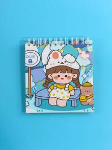 1pc Cartoon Bear & Figure Graphic Coil Book Diary - Multicolor - View 2