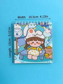 1pc Cartoon Bear & Figure Graphic Coil Book Diary - Multicolor - View 3