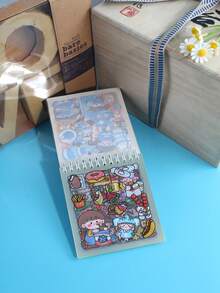 1pc Cartoon Bear & Figure Graphic Coil Book Diary - Multicolor - View 4