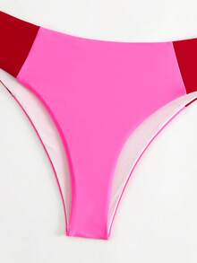 SHEIN Swim 撞色泳衣下裝 - 粉色 - 查看 4