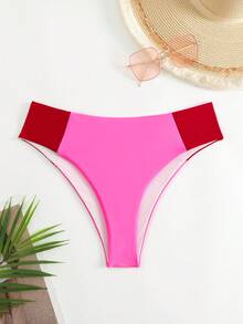 SHEIN Swim 撞色泳衣下裝 - 粉色 - 查看 5