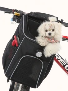 1 pieza Bolsa portadora para mascota liso portátil - Negro - Ver 1