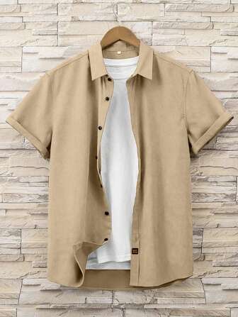 Homme Chemise unicolore à bouton (sans t-shirt)