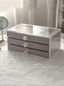 1 pieza Caja de almacenamiento de joya transparente - Gris - Ver 1