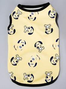 1入組卡通狗樣式寵物背心 - 黃色 - 查看 2