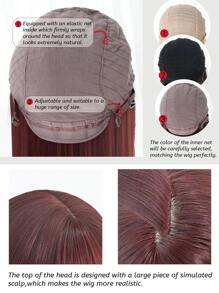 alicegarden 1 Piece Synthetic Heat-Resistant ,Straight Hair Wigs Red ,With Bangs, 24 Inches Long,Fully Machine Woven Daily Natural Realistic Wig (Excluding Accessories)