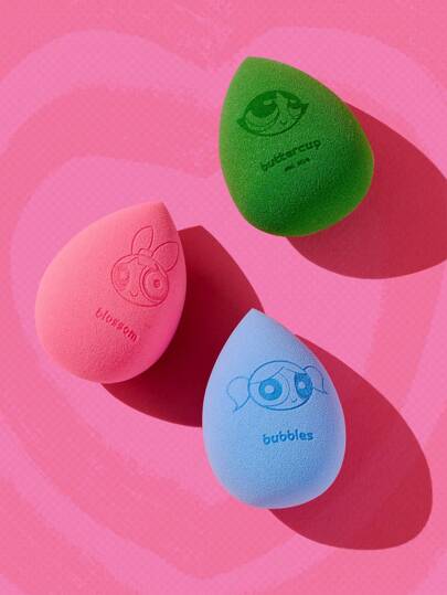 The Powerpuff Girls | ROMWE Set di spugne per trucco co-branded da 3 pezzi/set