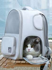 1pc Multi-function Pet Carrier Bag For Dog And Cat For Outdoor - Grey - View 6