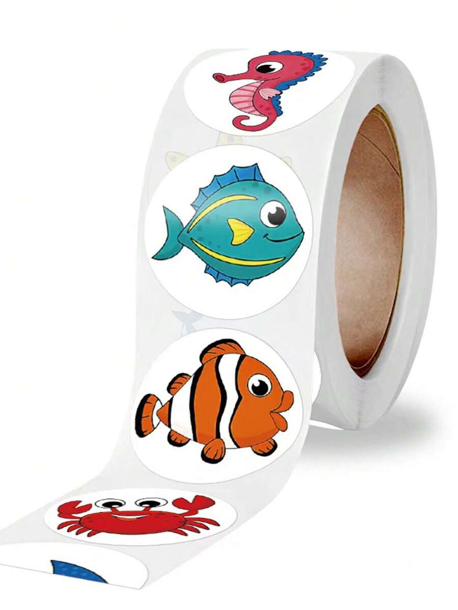 1卷卡通魚紋貼紙 - 彩色 - 查看 1
