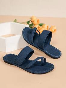 Sandali con cinturini incrociati sulla punta, effetto jeans, comodi e leggeri - Blu - Visualizzare 1