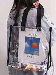 Túi tote trong suốt Túi bơi Túi xách chống nước Túi đi biển - màu đen - Xem 3