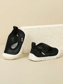 Giày buộc dây móc và vòng cho bé trai Trang trí chữ cái rỗng Giày trượt vải - Hồng - Xem 2