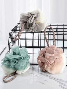 1pc Random Color Bathing Sponge Shower Pouf - Multicolor - View 4