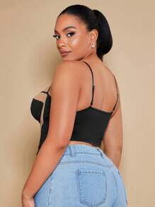 SHEIN BAE Áo hai dây Plus Size Bất đối xứng Tương phản ràng buộc Khối Màu Giải trí - Nhiều màu - Xem 2