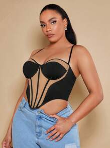 SHEIN BAE Áo hai dây Plus Size Bất đối xứng Tương phản ràng buộc Khối Màu Giải trí - Nhiều màu - Xem 3