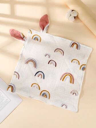 嬰兒兔耳朵裝飾織物方形手帕適用於日常使用