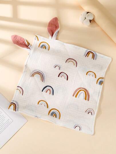 嬰兒兔耳朵裝飾織物方形手帕適用於日常使用