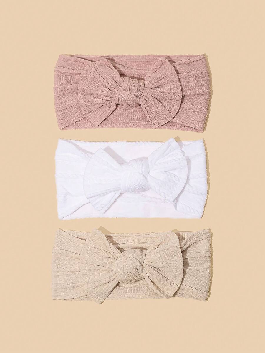 3pcs Baby Bow Decor Polyamide Broadside Hair Band For Daily Use - Multicolor - View 1