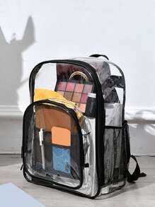 Clear Casual Daypack Zipper Trung bình Đen PVC, Túi sân vận động - màu đen - Xem 1