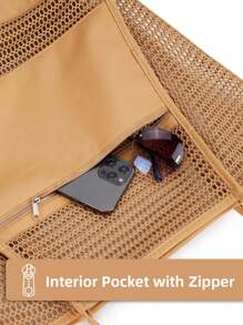 極簡風格購物袋雙把手網紗中等的