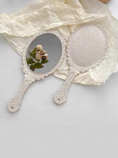 1pc Retro Heart Pattern Handheld Mirror, Vanity Mirror, Living Room Home Bedroom Bathroom House Decor, Travel Stuff, Wedding, Party, Birthday, Gifts For Men Mom Dad Best Friends Teacher, New Years, Accessories, Funny Gift,Makeup,Cheap,Room Decor,Vanity,Travel,Bedroom,Makeup Accessories,Mirror,Vanity Mirror,Mini Mirror,Compact Mirror,Mirror Small,Hand Mirror