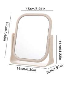 1pc Desktop Rotatable Mirror, Vanity Mirror, Living Room Home Bedroom Bathroom House Decor, Travel Stuff, Wedding, Party, Birthday, Gifts For Men Mom Dad Best Friends Teacher, New Years, Accessories, Funny Gift - White - View 7