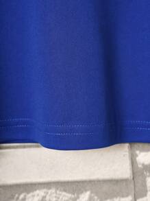 男士字母圖案T恤 - 寶藍色 - 查看 3