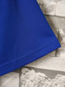 男士字母圖案T恤 - 寶藍色 - 查看 4