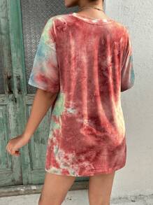 SHEIN 孕婦紮染落肩T恤 - 彩色 - 查看 2