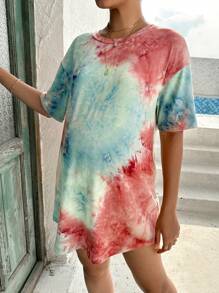 SHEIN 孕婦紮染落肩T恤 - 彩色 - 查看 3