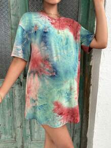 SHEIN 孕婦紮染落肩T恤 - 彩色 - 查看 5