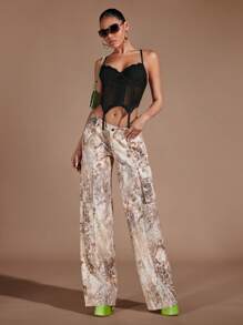 SHEIN BAE Asymmetrical Hem Lace Cami Top - Black - View 6