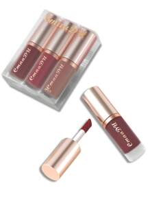 啞光絲絨唇彩,3入組持久色素沉著平滑液體口紅口紅美妝套裝適用於初學者 - 彩色 - 查看 3