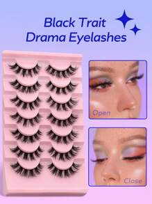 GROINNEYA 7 pares de pestañas postizas de estilo manga de imitación de visón, aspecto natural, esponjosas, extensión de pestañas 3D con volumen, suaves y cruzadas con efecto wispy para maquillaje de fiesta y viaje (MA01)