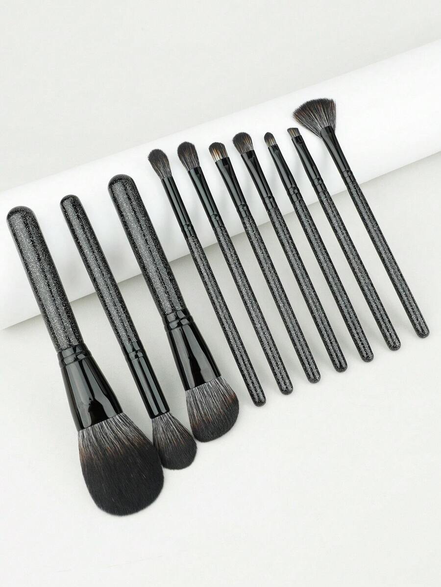 10pcs Glitter Makeup Brush Set,Brush Set,Makeup Brush Kit,Make Up Brush Set,Make Up Set Complete,Makeup Brush Set,Complete Makeup Kit,Brush Kit,Brushes Makeup Set,Makeup Gift Set,Set - Black - View 1