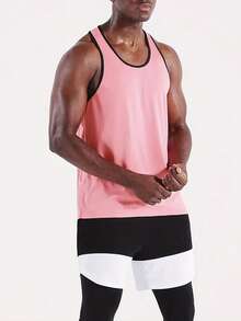 Manfinity Sport Corelite Men Contrast Binding Racerback Sports Tank Top - Pink - View 4
