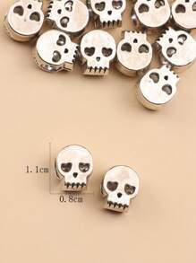 15 件时尚复古合金大孔珠骷髅串珠万圣节骷髅珠项链手链珠子手工制作 DIY 珠宝配饰 - 復古銀色 - 查看 4