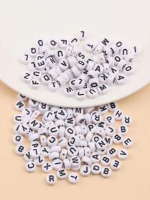 200pcs/set Fashion Letter Graphic Round Shaped DIY Bead For Women For Jewelry Making - White - View 2