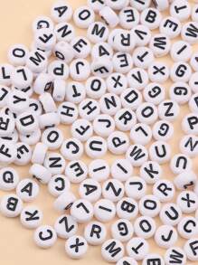 200pcs/set Fashion Letter Graphic Round Shaped DIY Bead For Women For Jewelry Making - White - View 3