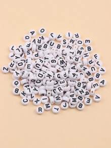 200pcs/set Fashion Letter Graphic Round Shaped DIY Bead For Women For Jewelry Making - White - View 4