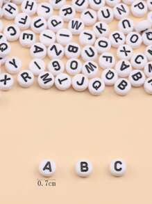 200pcs/set Fashion Letter Graphic Round Shaped DIY Bead For Women For Jewelry Making - White - View 5
